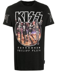 Мужская черная футболка с круглым вырезом с принтом от Philipp Plein