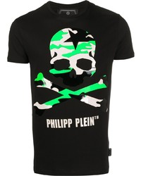 Мужская черная футболка с круглым вырезом с принтом от Philipp Plein