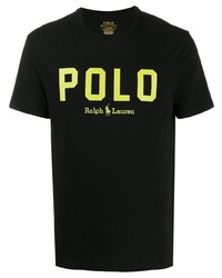 Мужская черная футболка с круглым вырезом с принтом от Polo Ralph Lauren