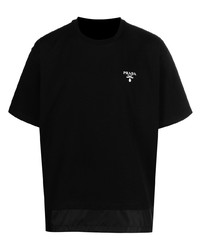 Мужская черная футболка с круглым вырезом с принтом от Prada