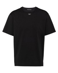 Мужская черная футболка с круглым вырезом с принтом от Prada