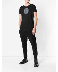 Мужская черная футболка с круглым вырезом с принтом от Ann Demeulemeester