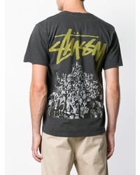 Мужская черная футболка с круглым вырезом с принтом от Stussy