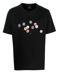 Мужская черная футболка с круглым вырезом с принтом от PS Paul Smith