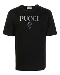 Мужская черная футболка с круглым вырезом с принтом от PUCCI