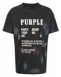 Мужская черная футболка с круглым вырезом с принтом от purple brand