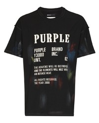 Мужская черная футболка с круглым вырезом с принтом от purple brand