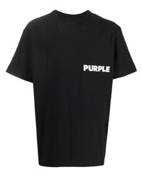 Мужская черная футболка с круглым вырезом с принтом от purple brand