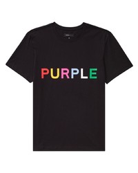 Мужская черная футболка с круглым вырезом с принтом от purple brand