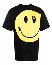 Мужская черная футболка с круглым вырезом с принтом от Raf Simons