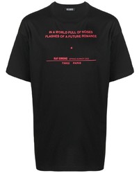 Мужская черная футболка с круглым вырезом с принтом от Raf Simons