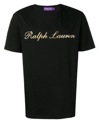 Мужская черная футболка с круглым вырезом с принтом от Ralph Lauren Purple Label