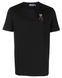 Мужская черная футболка с круглым вырезом с принтом от Ralph Lauren Purple Label