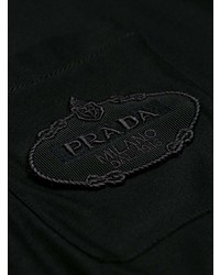 Мужская черная футболка с круглым вырезом с принтом от Prada