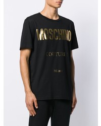 Мужская черная футболка с круглым вырезом с принтом от Moschino