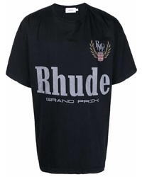 Мужская черная футболка с круглым вырезом с принтом от Rhude