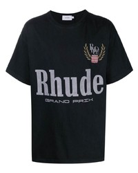 Мужская черная футболка с круглым вырезом с принтом от Rhude