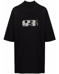 Мужская черная футболка с круглым вырезом с принтом от Rick Owens