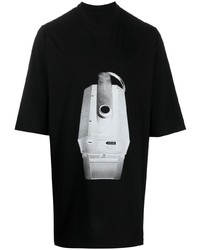 Мужская черная футболка с круглым вырезом с принтом от Rick Owens