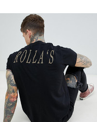 Мужская черная футболка с круглым вырезом с принтом от Rollas
