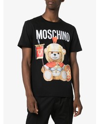 Мужская черная футболка с круглым вырезом с принтом от Moschino