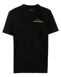 Мужская черная футболка с круглым вырезом с принтом от Sacai