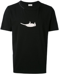 Мужская черная футболка с круглым вырезом с принтом от Saint Laurent