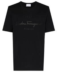 Мужская черная футболка с круглым вырезом с принтом от Salvatore Ferragamo