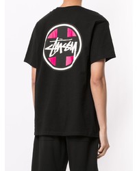 Мужская черная футболка с круглым вырезом с принтом от Stussy