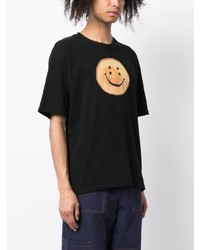 Мужская черная футболка с круглым вырезом с принтом от KAPITAL