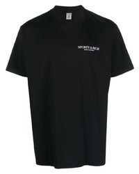 Мужская черная футболка с круглым вырезом с принтом от Sporty & Rich