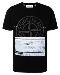 Мужская черная футболка с круглым вырезом с принтом от Stone Island