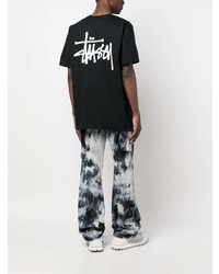 Мужская черная футболка с круглым вырезом с принтом от Stussy