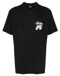 Мужская черная футболка с круглым вырезом с принтом от Stussy