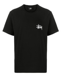 Мужская черная футболка с круглым вырезом с принтом от Stussy