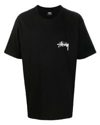 Мужская черная футболка с круглым вырезом с принтом от Stussy