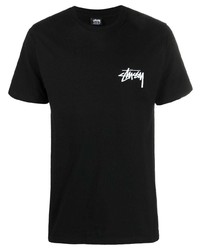 Мужская черная футболка с круглым вырезом с принтом от Stussy