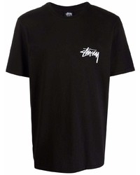 Мужская черная футболка с круглым вырезом с принтом от Stussy