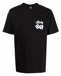 Мужская черная футболка с круглым вырезом с принтом от Stussy