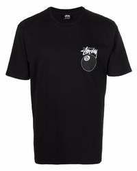 Мужская черная футболка с круглым вырезом с принтом от Stussy