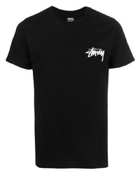 Мужская черная футболка с круглым вырезом с принтом от Stussy