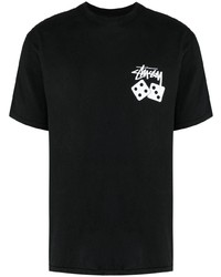 Мужская черная футболка с круглым вырезом с принтом от Stussy