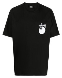 Мужская черная футболка с круглым вырезом с принтом от Stussy