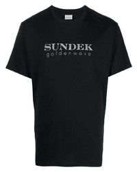 Мужская черная футболка с круглым вырезом с принтом от Sundek