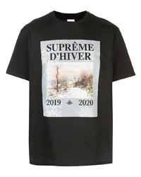 Мужская черная футболка с круглым вырезом с принтом от Supreme