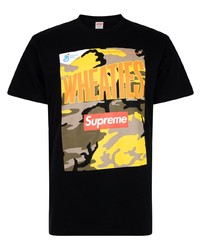 Мужская черная футболка с круглым вырезом с принтом от Supreme