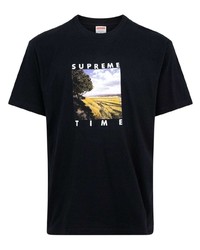 Мужская черная футболка с круглым вырезом с принтом от Supreme