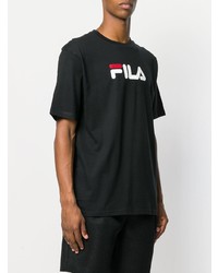 Мужская черная футболка с круглым вырезом с принтом от Fila