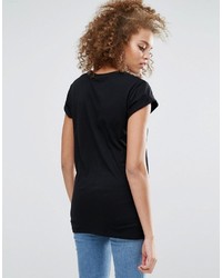 Женская черная футболка с круглым вырезом с принтом от Asos