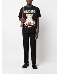 Мужская черная футболка с круглым вырезом с принтом от Moschino